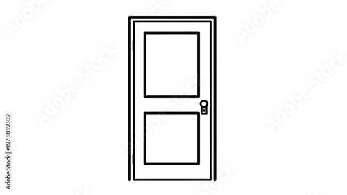 Simple Black and White Door Illustration.