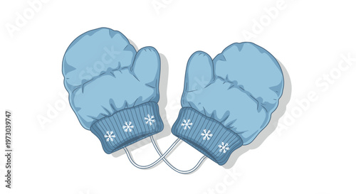 Cozy Blue Winter Mittens with Snowflake Pattern, Warm Handwear