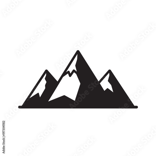 Majestic mountain range icon for outdoor adventure. Natural landscape silhouette for travel and hiking exploration.