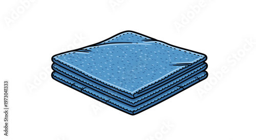Folded Blue Towels Stacked Neatly for Bathroom or Spa Use