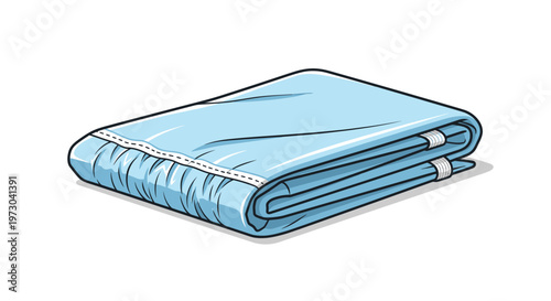 Folded Light Blue Towel Stacked Neatly on