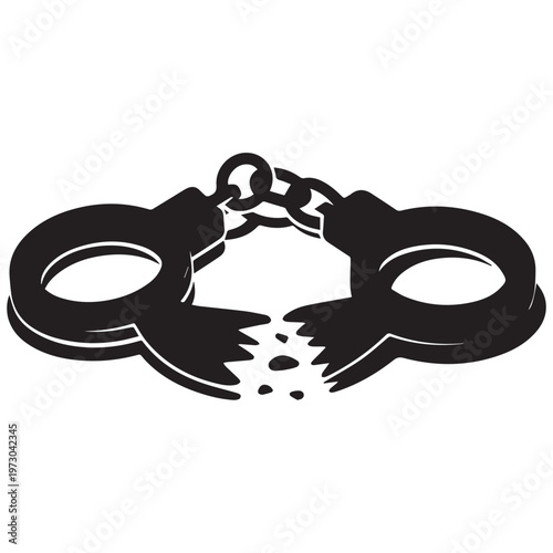 Broken handcuffs - symbol of freedom and liberation from captivity with freedom fighter