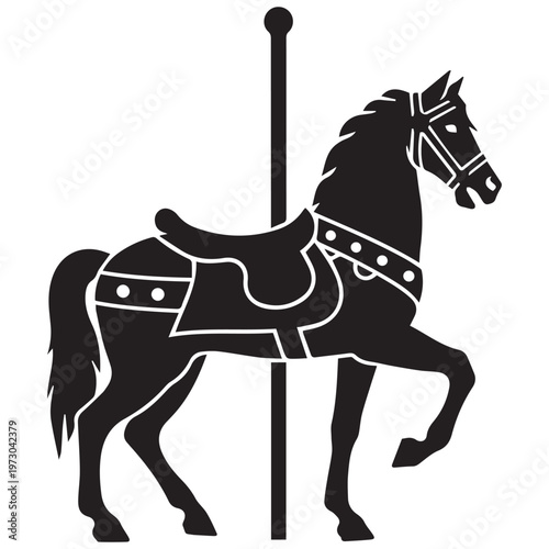 Classic carousel horse silhouette vector graphic design element