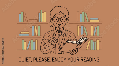 Woman reading book with glasses.