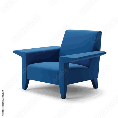 Blue Upholstered Armchair Furniture Piece.