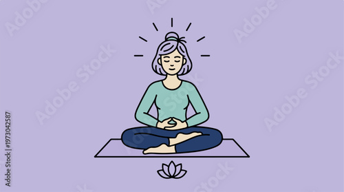 Woman Sitting in Meditation Posture.