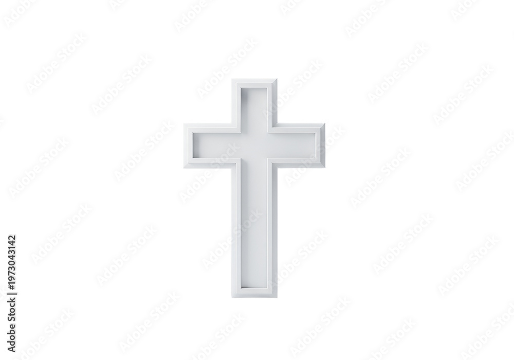 Obraz premium Minimalist metallic cross symbol against plain background