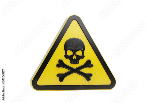 Warning symbol featuring a skull and crossed bones on a yellow diamond background