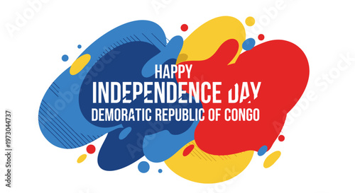 Happy Independence Day Democratic Republic of Congo with vibrant abstract design