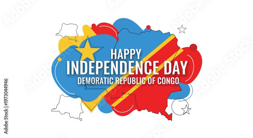 Democratic Republic of Congo Independence Day celebration with map and national flag colors.