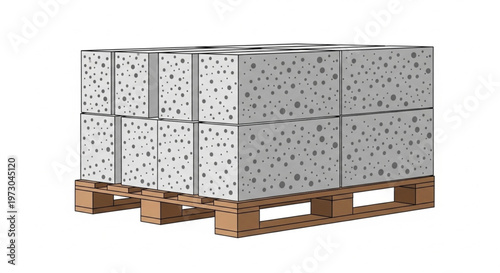 Aerated Concrete Blocks Stacked on a Wooden Pallet Illustration