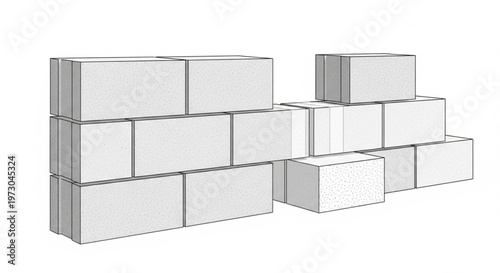 3D Illustration of Aerated Lightweight Concrete (ALC) Block Wall Construction