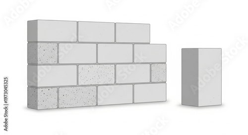3D Illustration of Lightweight Aerated Concrete Block Wall Construction