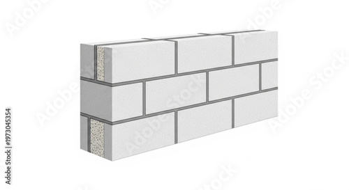3D Illustration of Autoclaved Aerated Concrete (AAC) Block Wall Construction