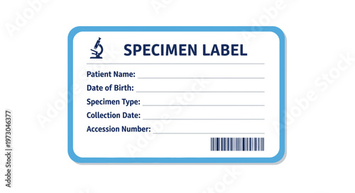 Medical Specimen Label Form, Blank Healthcare Diagnostic Test Request