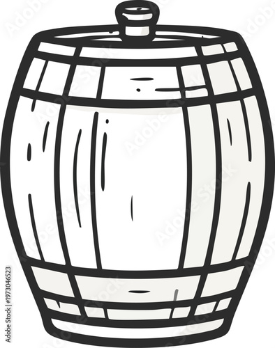  line icon of a wooden barrel, simple line design