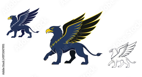Mythical Griffin Creature - Heraldic Symbol, Eagle Head, Lion Body, Wings
