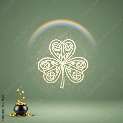 Celtic Shamrock Gold Coin Pot.