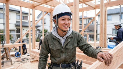 Obraz na płótnie 大工 木造戸建て住宅 建築現場
