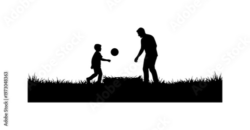 Father and Son Playing with Ball in Nature