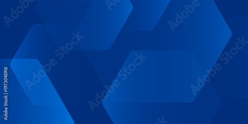 Hexagonal abstract shapes of blue background with glowing geometric lines. Banner design blank space concept