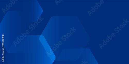 Hexagonal abstract shapes of blue background with glowing geometric lines