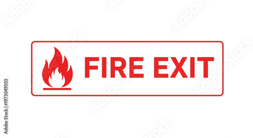 Fire Exit Sign with Flame Illustration and Text