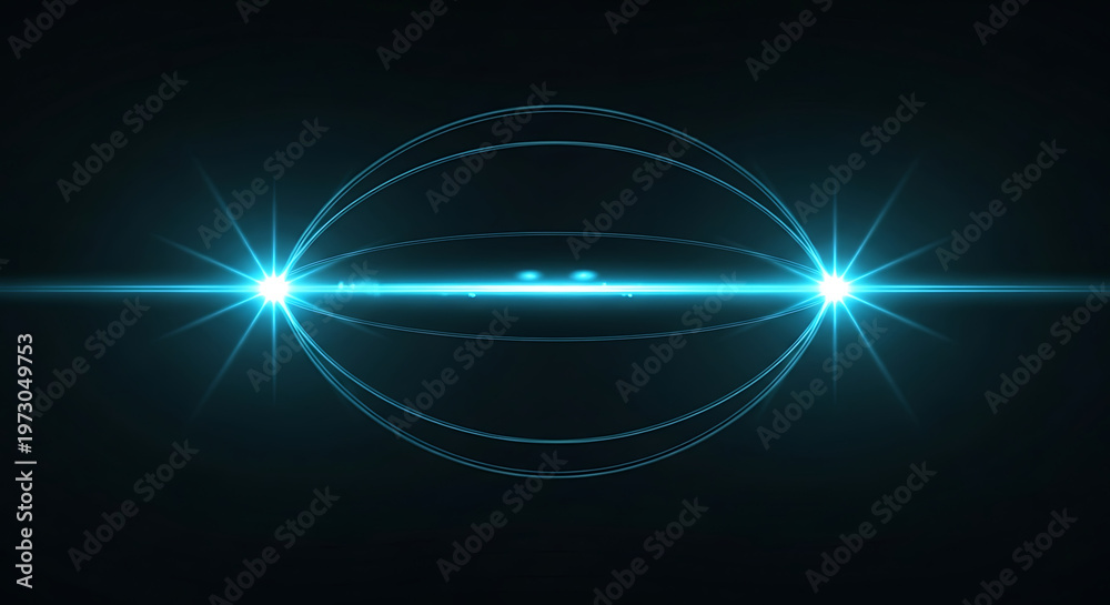 Fototapeta premium Dynamic luminous connections of bright blue light sources, showcasing abstract technological energy