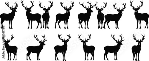 This title emphasizes both the quantity (16 deer) and the graceful, natural theme — perfect for Adobe Stock buyers interested in wildlife, nature, or decorative design.