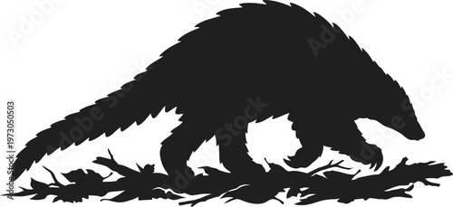 Pangolin Silhouette Vector Illustration | Scaly Anteater Wildlife for Conservation Branding Design