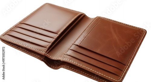 Brown Leather Wallet Open with Multiple Card Slots