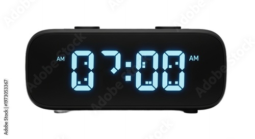 Black Digital Alarm Clock Showing 700 AM on White Background