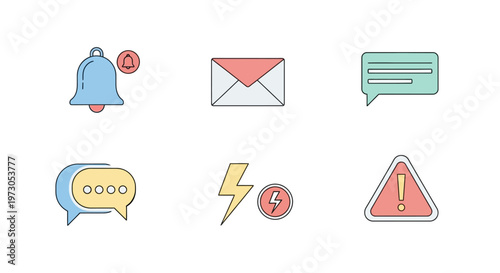 Notification icons and symbols set.
