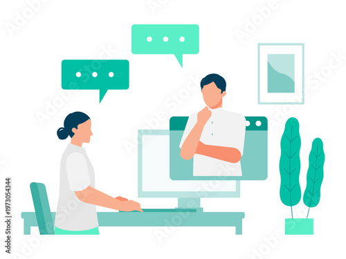 Diverse business people in short sleeves consulting and solving problems via video conference for summer energy-saving hybrid work and communication optimization
