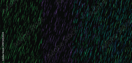 Abstract Neon Gradient Lines on Black Background, Dynamic Digital Rain Pattern, Vibrant Green Purple Blue Streaks