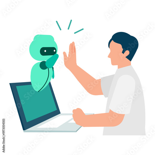 Businessman in short sleeves utilizing AI assistant for workflow automation and data analysis during summer energy-saving remote work and DX promotion