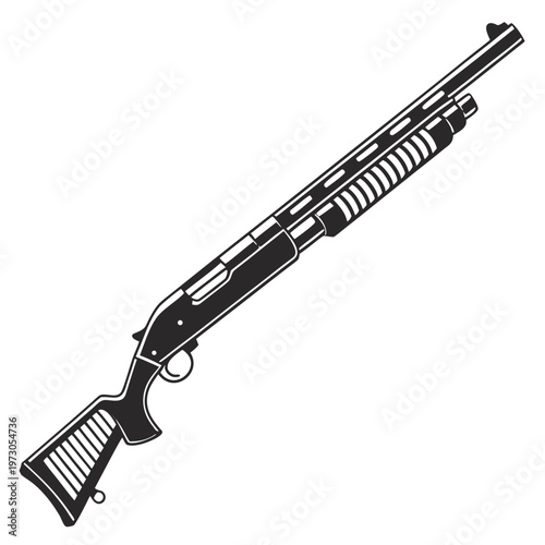 Rifle, shotgun, firearm, hunting, black, vector illustration, gun, weapon, assault rifle, modern, isolated
