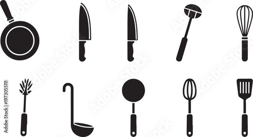 Kitchen utensils and tools icons