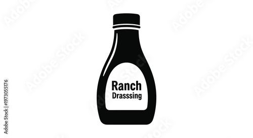 Black silhouette of a ranch dressing bottle with a white label silhouette