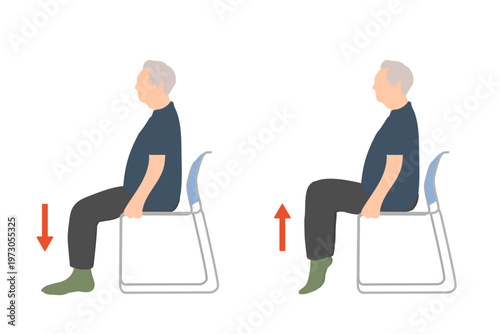高齢者の足の運動 椅子に座ってできるつま先上下運動イラスト