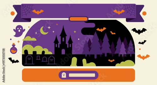 Elegant Halloween Campaign Banner with Top Ribbon and CTA Area