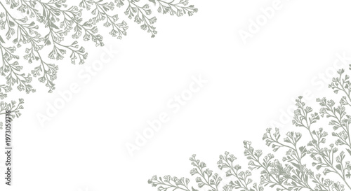 Delicate greenery flourishes in the corners, framing a blank canvas