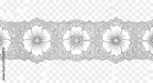 Intricate floral and paisley pattern border with a vintage, sketched appearance