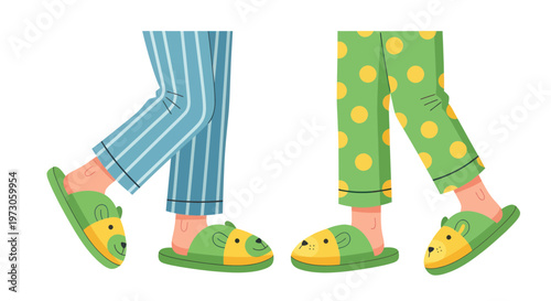 Cozy Pajamas and Cute Animal Slippers: Relaxing at Home Comfort