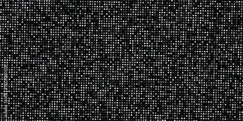 A pile of salt or powdered sugar grains texture. Silver dot particles splash, white spice powder. Isolated on a dark transparent background, vector illustration.