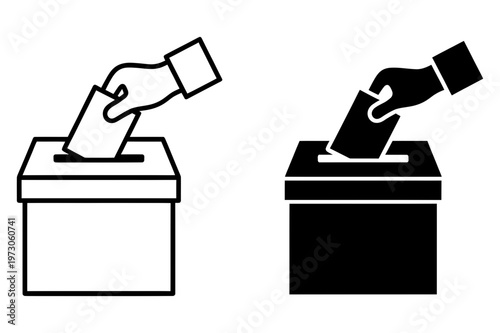 A vector graphic illustration of hands casting votes into ballot boxes