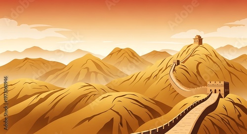 Warm autumn themed mountain background with golden hills