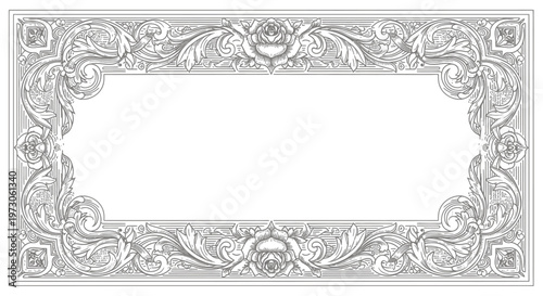 Intricate floral border with a central open space for text