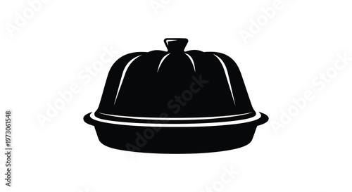 Black serving dish with a domed lid a striking silhouette