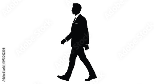 A sharply dressed man walking in profile a striking silhouette